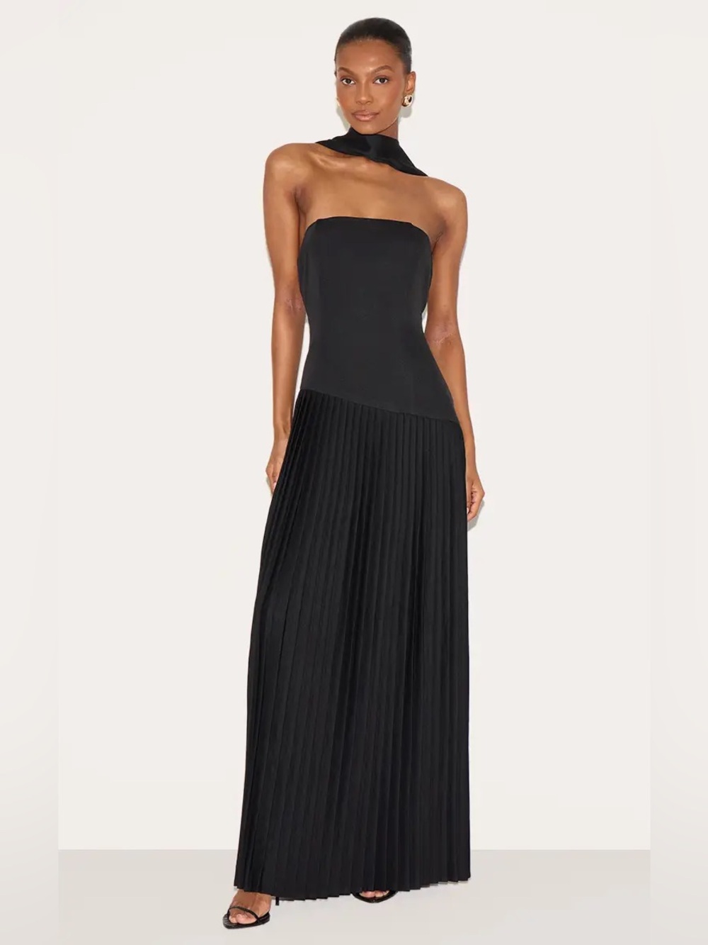 PrettyLittleThing Black Strapless Dress with Scarf